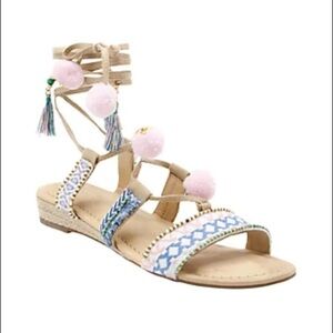 SUGAR DreamWeaver Boho Tie Up Wedge Sandals Sz 9.5